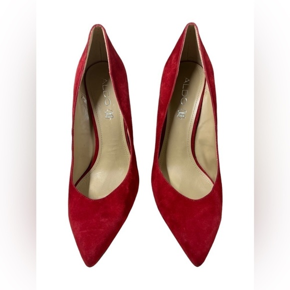 ALDO Red Suede Leather Stiletto Heels - Picture 7 of 15